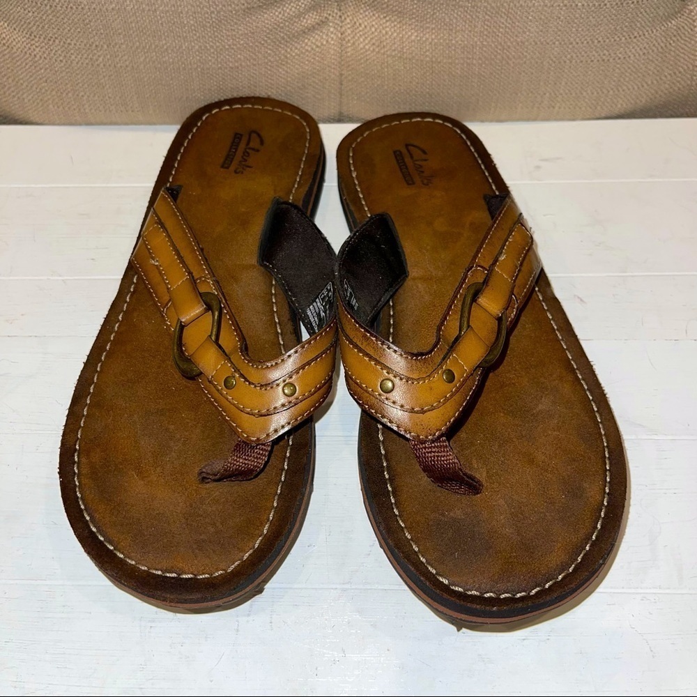 Clarks Collection Fenner Nerice Size 8 Brown Thong Flip Flop